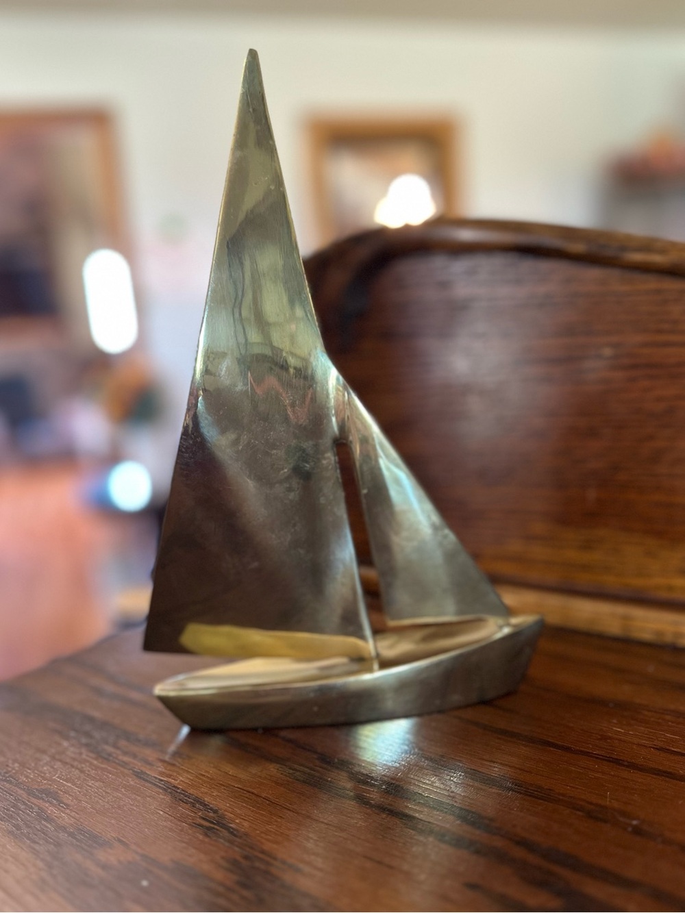 Brass Sailboat Decorative Sculpture - Gold Accent Home Art